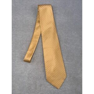 Mario Ferrari Mens Gold Geometric Textured 100% Silk Necktie Classic Formal Tie